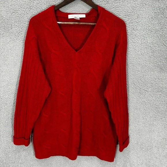 Vitg 90s  the limited sweater‎ mens small red cableknit fisherman angora wool - Picture 1 of 7